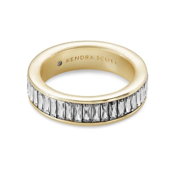 Kendra Scott Jack Gold Band Ring in White Crystal | NWT Size 8 - Picture 1 of 7